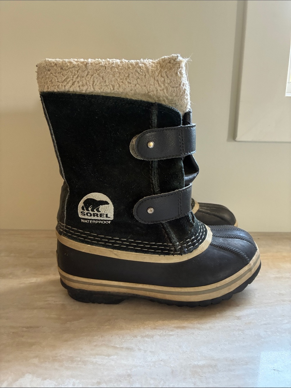 Sorel Kids Black Waterproof Winter Boots - Velcro Closure